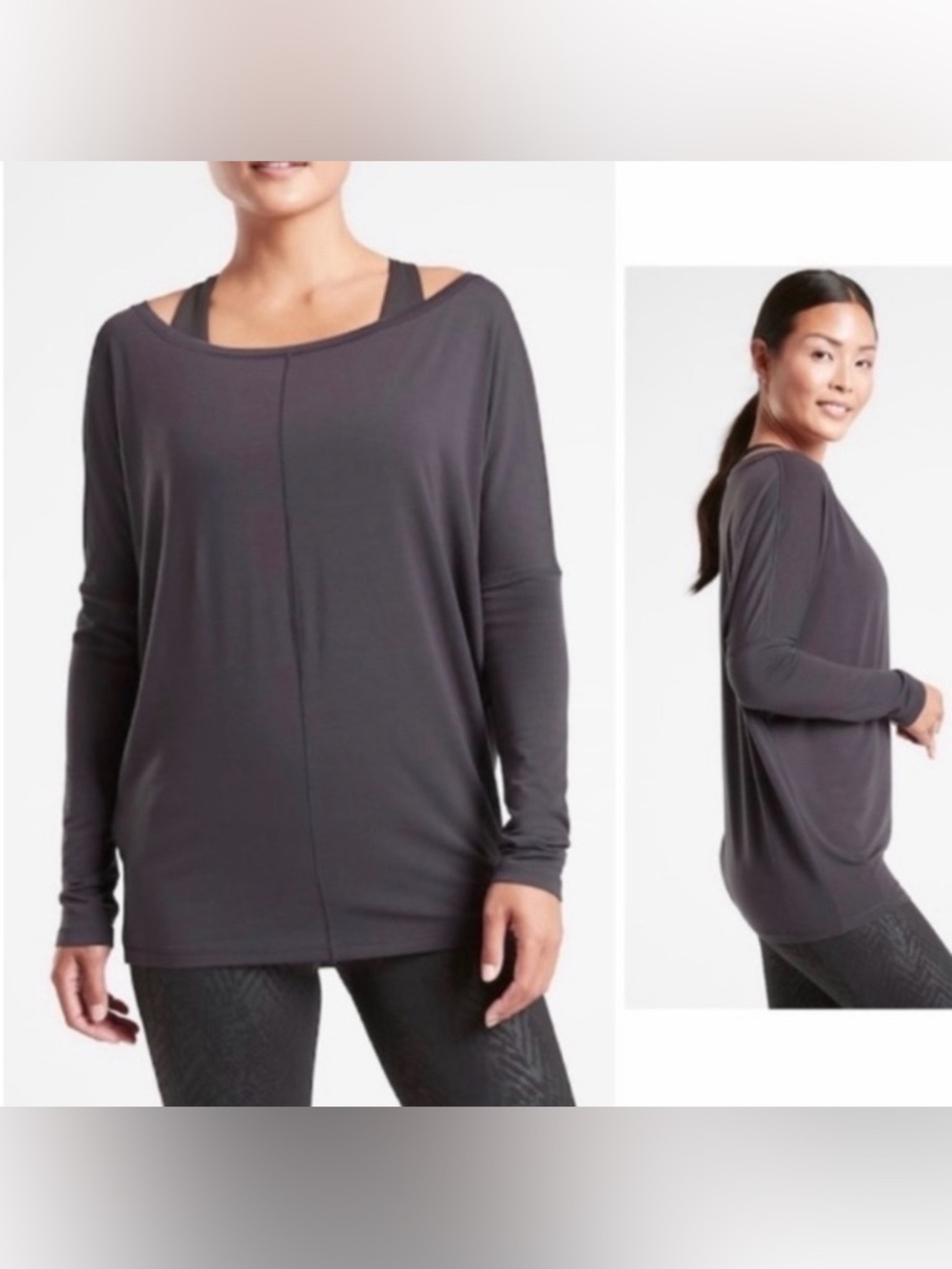 Athleta Essence Plum Dolman Sleeve Women's Workout Top Size 1X